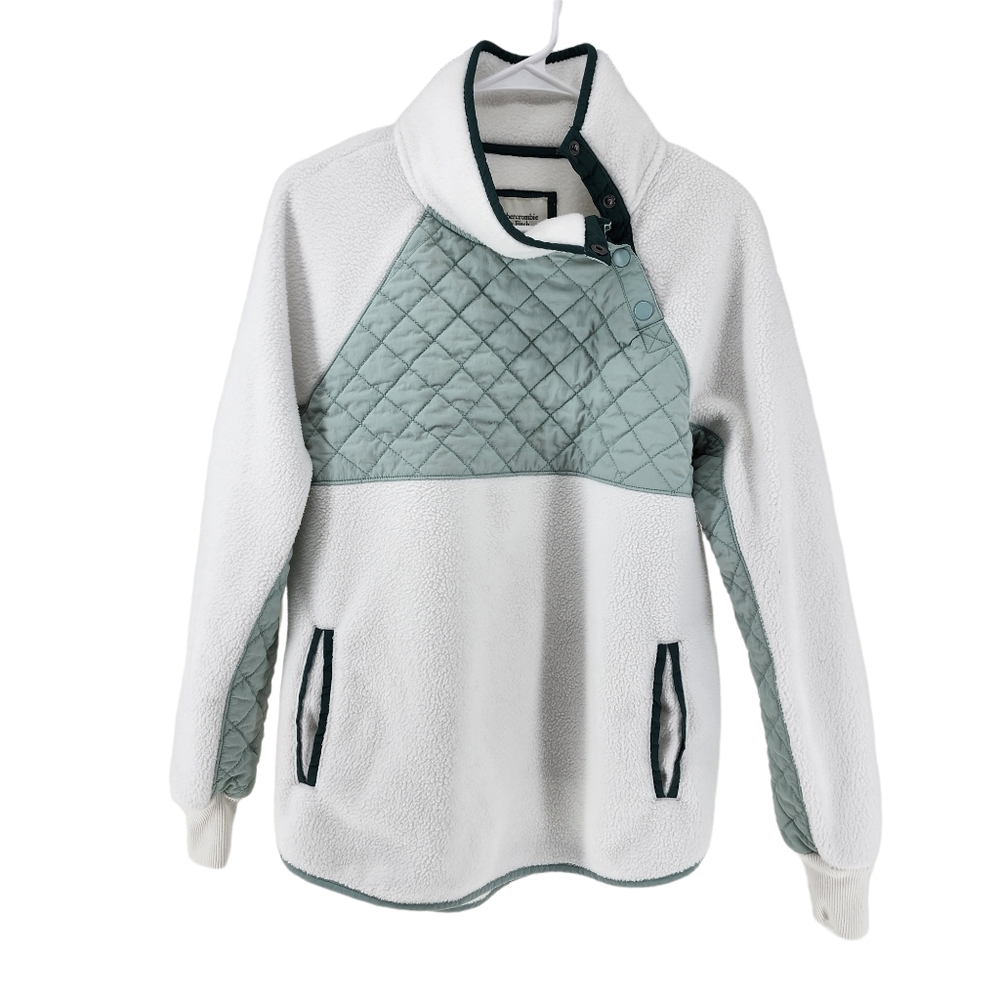 Abercrombie & Fitch Women's Asymmetrical Snap-Up Fleece Sweatshirt - M